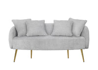 Home Design Molly 4-Piece Boucle Fabric Armchair with Ottoman, Loveseat with 4 Throw Pillows, and Coffee Table Living Room Furniture Set, Gray