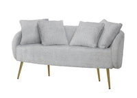 Home Design Molly 4-Piece Boucle Fabric Armchair with Ottoman, Loveseat with 4 Throw Pillows, and Coffee Table Living Room Furniture Set, Gray