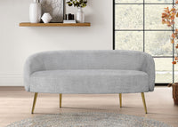 Home Design Molly Boucle Fabric Loveseat with 4 Throw Pillow and Coffee Table, Living Room, Gray
