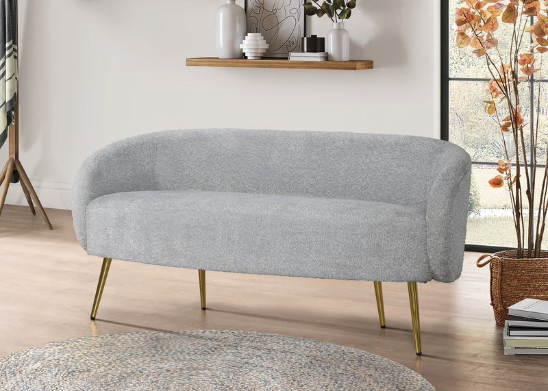 Home Design Molly Boucle Fabric Loveseat with 4 Throw Pillow and Coffee Table, Living Room, Gray