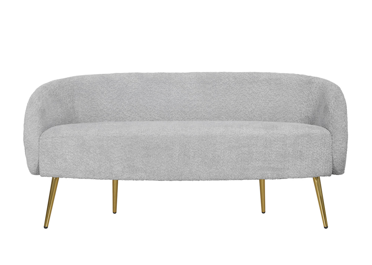 Home Design Molly 4-Piece Boucle Fabric Armchair with Ottoman, Loveseat with 4 Throw Pillows, and Coffee Table Living Room Furniture Set, Gray