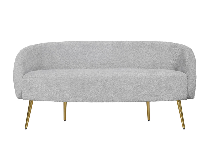 Home Design Molly 4-Piece Boucle Fabric Armchair with Ottoman, Loveseat with 4 Throw Pillows, and Coffee Table Living Room Furniture Set, Gray