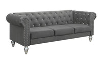Home Design Emma Contemporary Cushion Velvet Rolled Arm Chesterfield Sofa, Adult