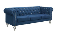 Home Design Emma Contemporary Cushion Velvet Rolled Arm Chesterfield Sofa, Adult