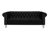 Home Design Emma Contemporary Cushion Velvet Rolled Arm Chesterfield Sofa, Adult