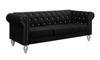 Home Design Emma Contemporary Cushion Velvet Rolled Arm Chesterfield Sofa, Adult