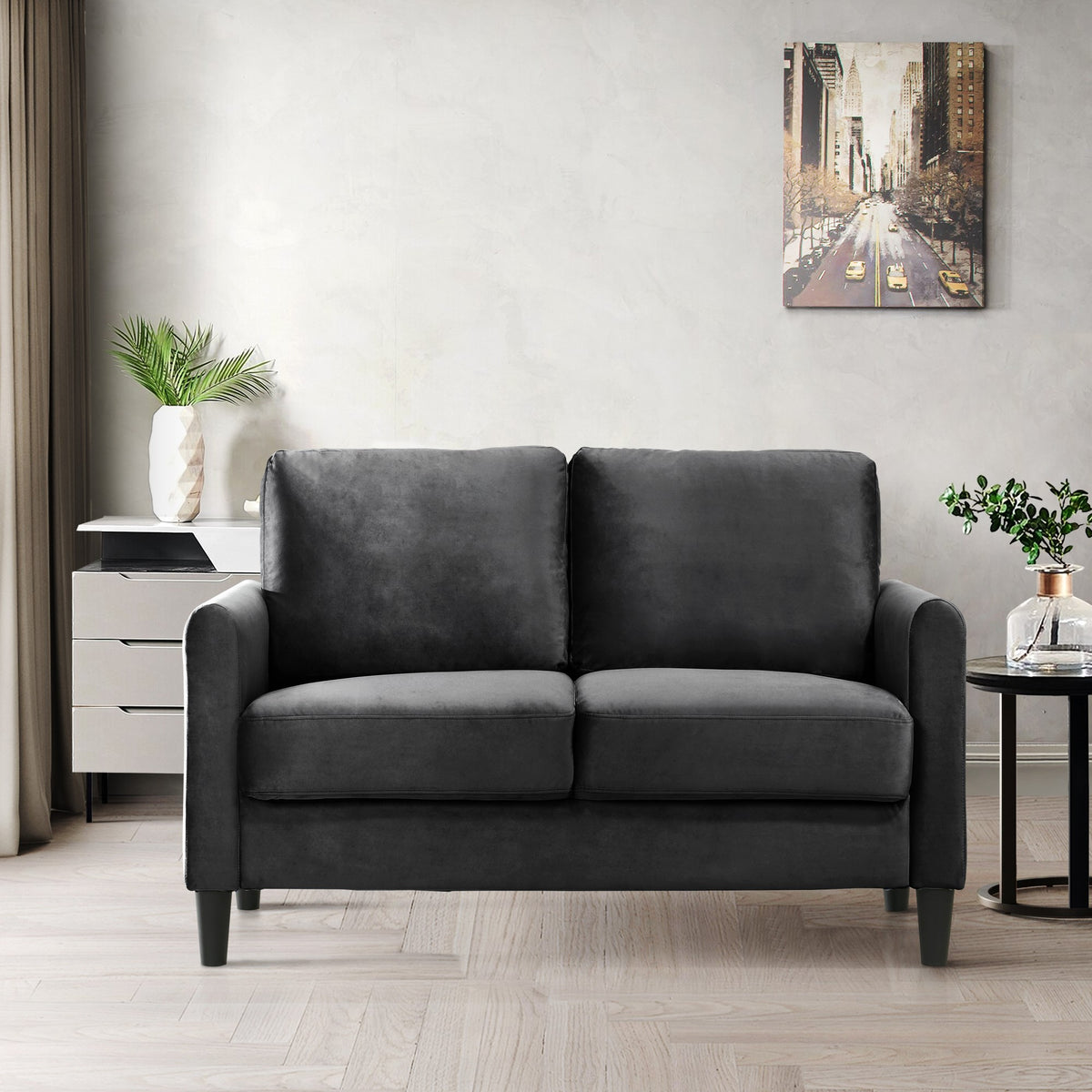 Home Design Airell Velvet Arm Loveseat