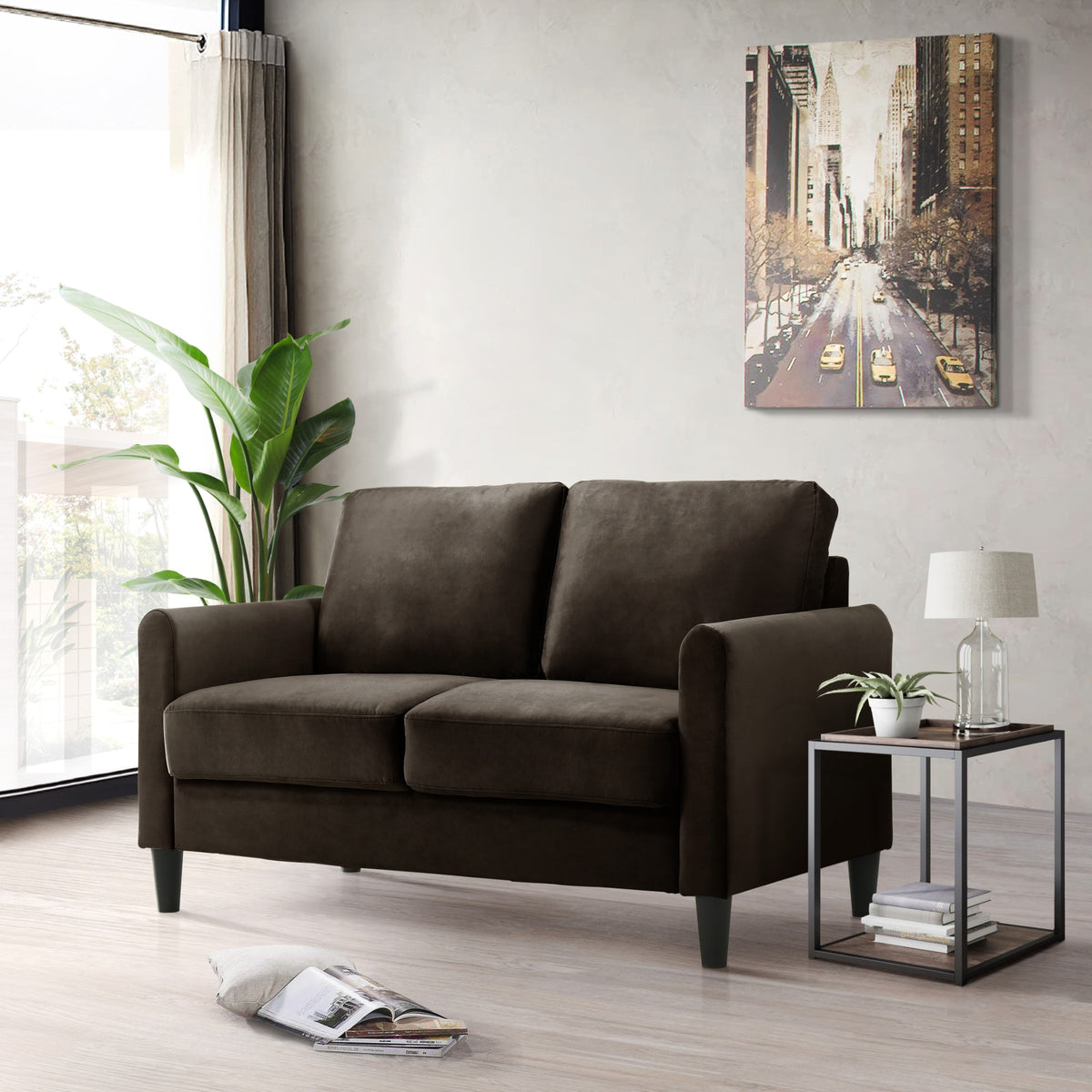 Home Design Airell Velvet Arm Loveseat