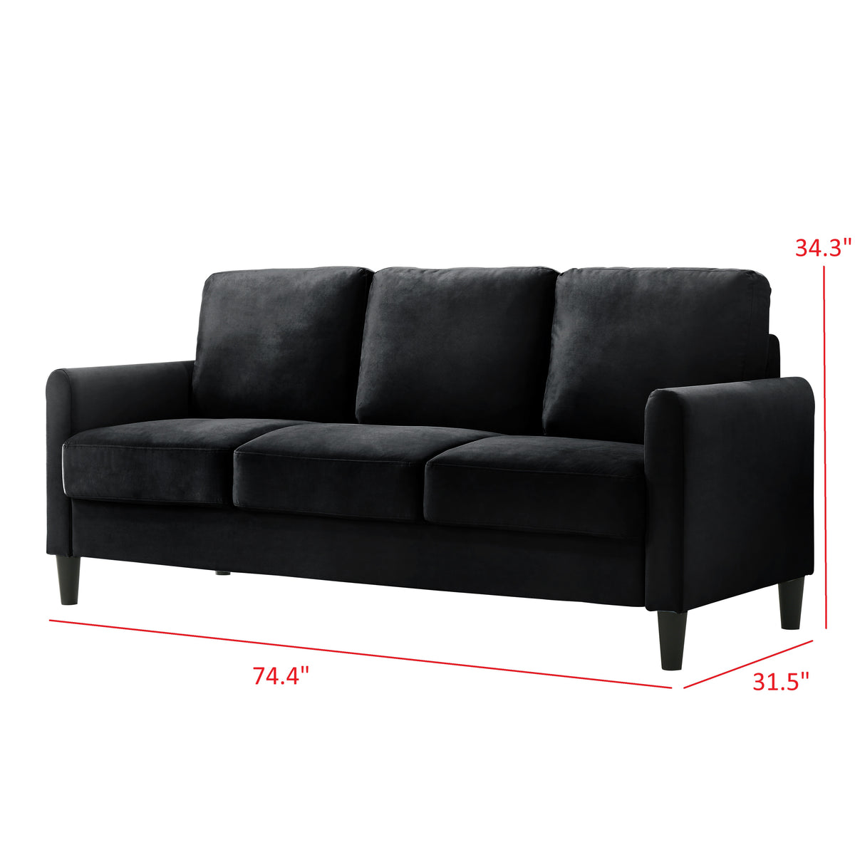 Home Design Airell 2-Piece Living Room Set with Loveseat and Sofa, Soft Velvet Fabric, Modern Upholstered Design