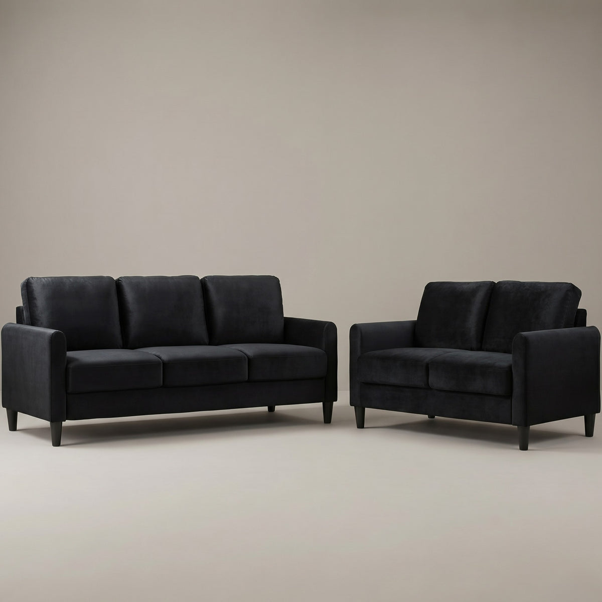 Home Design Airell 2-Piece Living Room Set with Loveseat and Sofa, Soft Velvet Fabric, Modern Upholstered Design