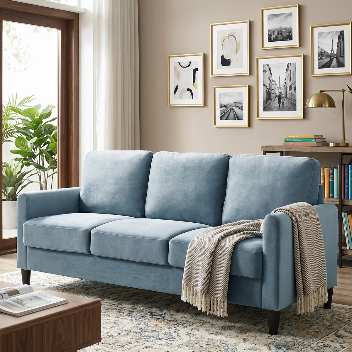 Home Design Airell 2-Piece Living Room Set with Loveseat and Sofa, Soft Velvet Fabric, Modern Upholstered Design