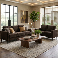 Home Design Airell 2-Piece Living Room Set with Loveseat and Sofa, Soft Velvet Fabric, Modern Upholstered Design