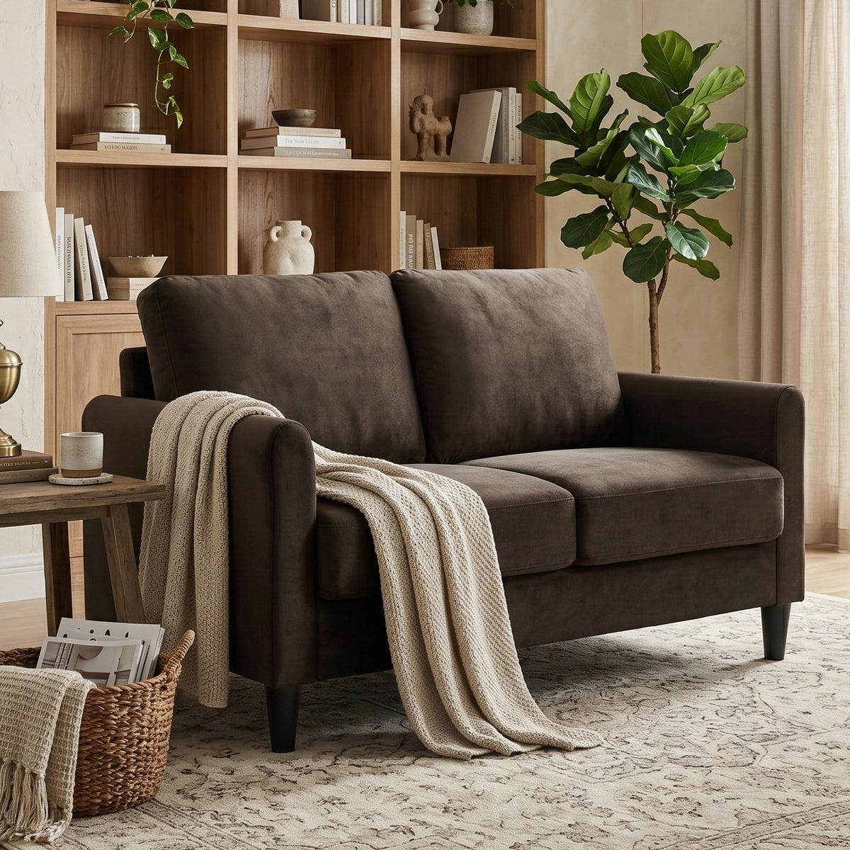 Home Design Airell 2-Piece Living Room Set with Loveseat and Sofa, Soft Velvet Fabric, Modern Upholstered Design