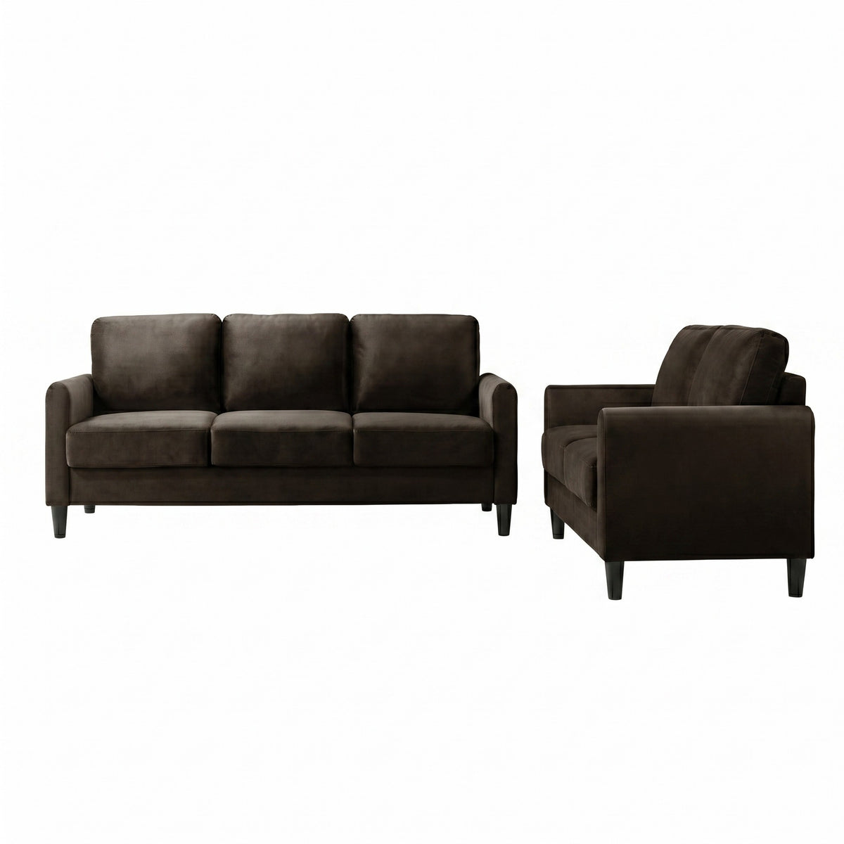 Home Design Airell 2-Piece Living Room Set with Loveseat and Sofa, Soft Velvet Fabric, Modern Upholstered Design