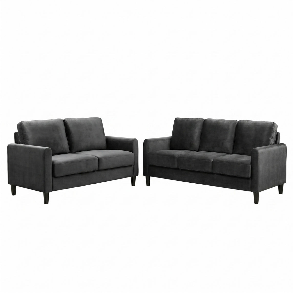 Home Design Airell 2-Piece Living Room Set with Loveseat and Sofa, Soft Velvet Fabric, Modern Upholstered Design