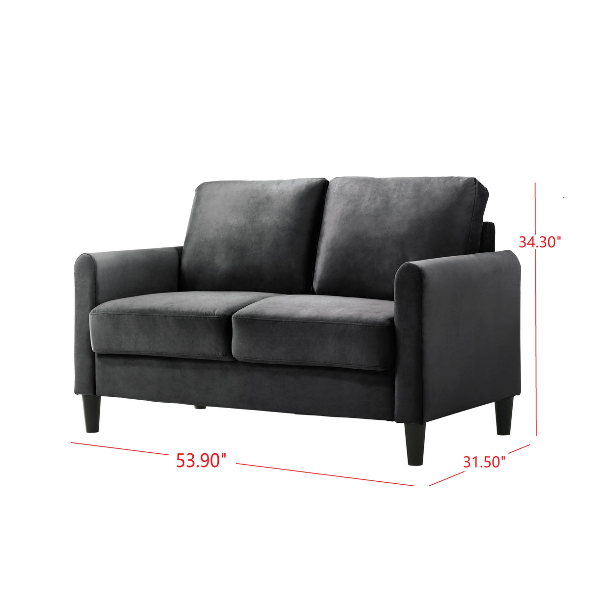 Home Design Airell 2-Piece Living Room Set with Loveseat and Sofa, Soft Velvet Fabric, Modern Upholstered Design