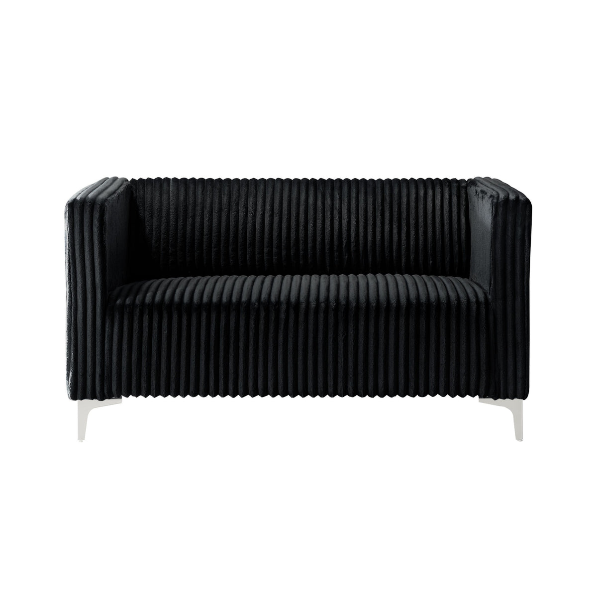 Home Design Gavin 2-Piece Velvet Living Room Set with Loveseat and Sofa, Square Arm Design, Channel Tufted Upholstery
