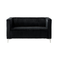 Home Design Gavin 2-Piece Velvet Living Room Set with Loveseat and Sofa, Square Arm Design, Channel Tufted Upholstery