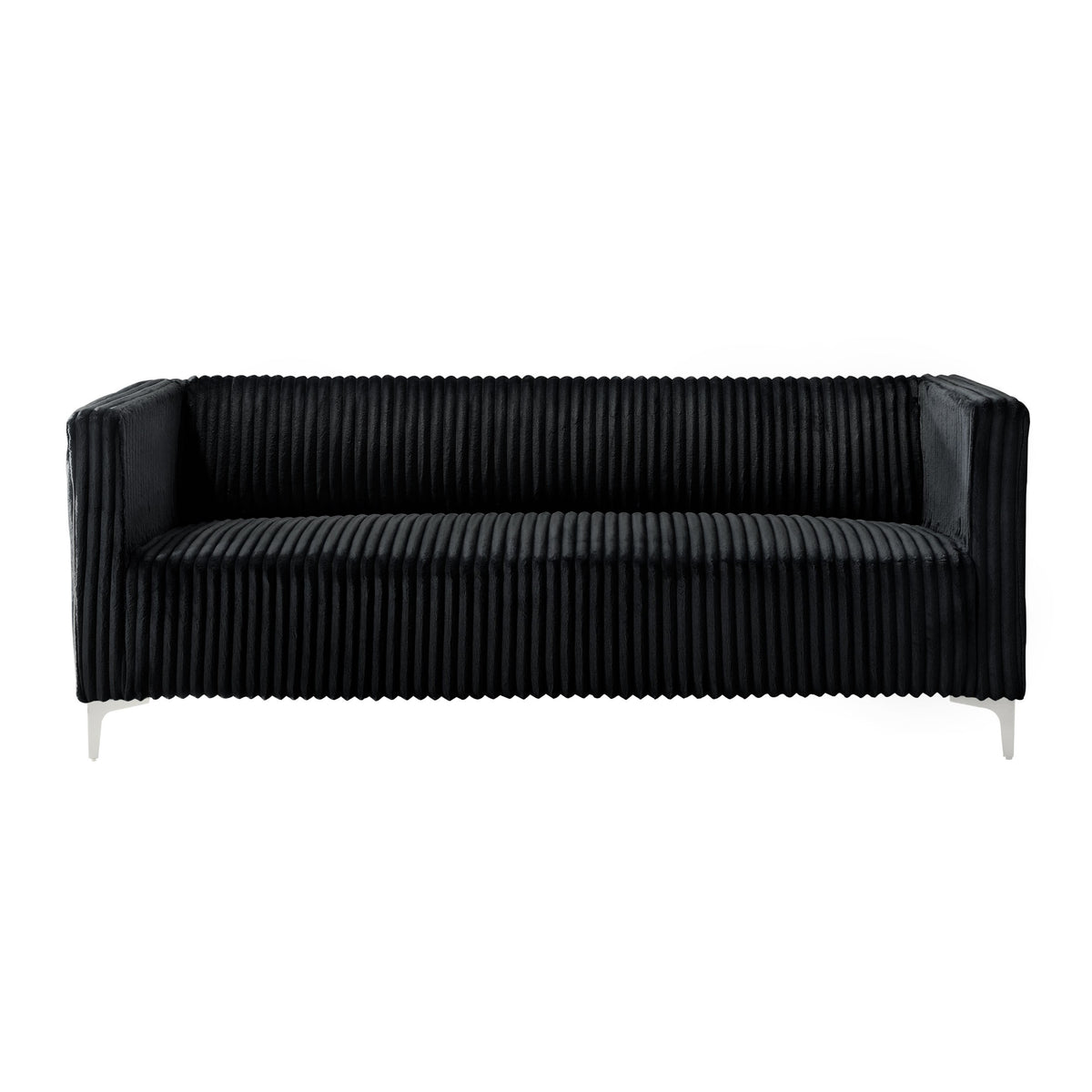 Home Design Gavin 2-Piece Velvet Living Room Set with Loveseat and Sofa, Square Arm Design, Channel Tufted Upholstery