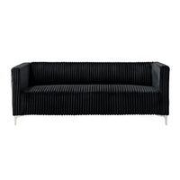 Home Design Gavin 2-Piece Velvet Living Room Set with Loveseat and Sofa, Square Arm Design, Channel Tufted Upholstery