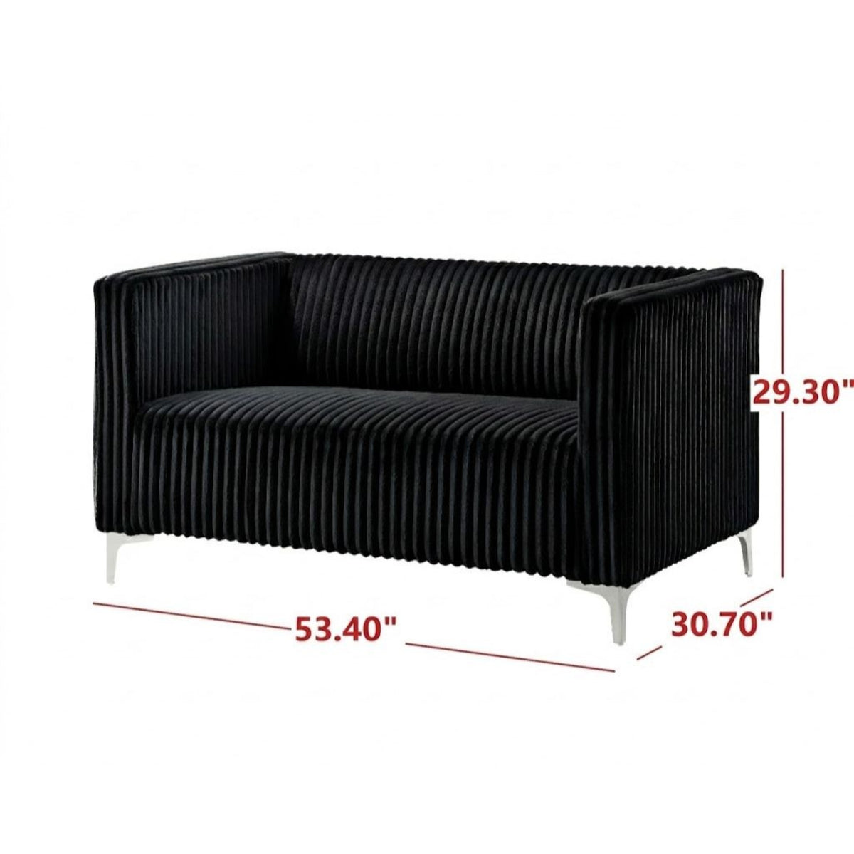 Home Design Gavin 2-Piece Velvet Living Room Set with Loveseat and Sofa, Square Arm Design, Channel Tufted Upholstery