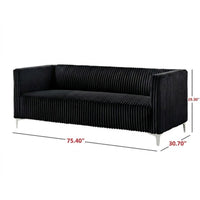 Home Design Gavin 2-Piece Velvet Living Room Set with Loveseat and Sofa, Square Arm Design, Channel Tufted Upholstery