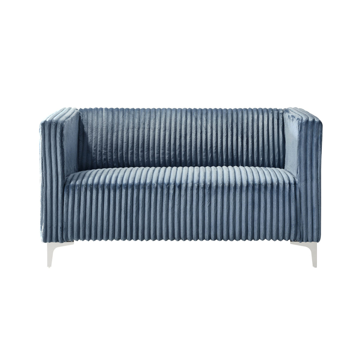 Home Design Gavin 2-Piece Velvet Living Room Set with Loveseat and Sofa, Square Arm Design, Channel Tufted Upholstery