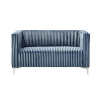 Home Design Gavin 2-Piece Velvet Living Room Set with Loveseat and Sofa, Square Arm Design, Channel Tufted Upholstery