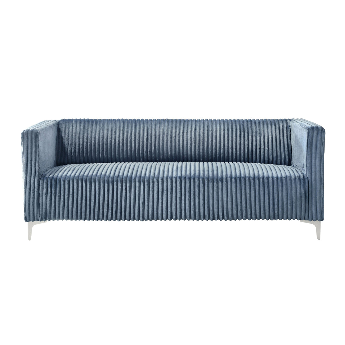 Home Design Gavin 2-Piece Velvet Living Room Set with Loveseat and Sofa, Square Arm Design, Channel Tufted Upholstery