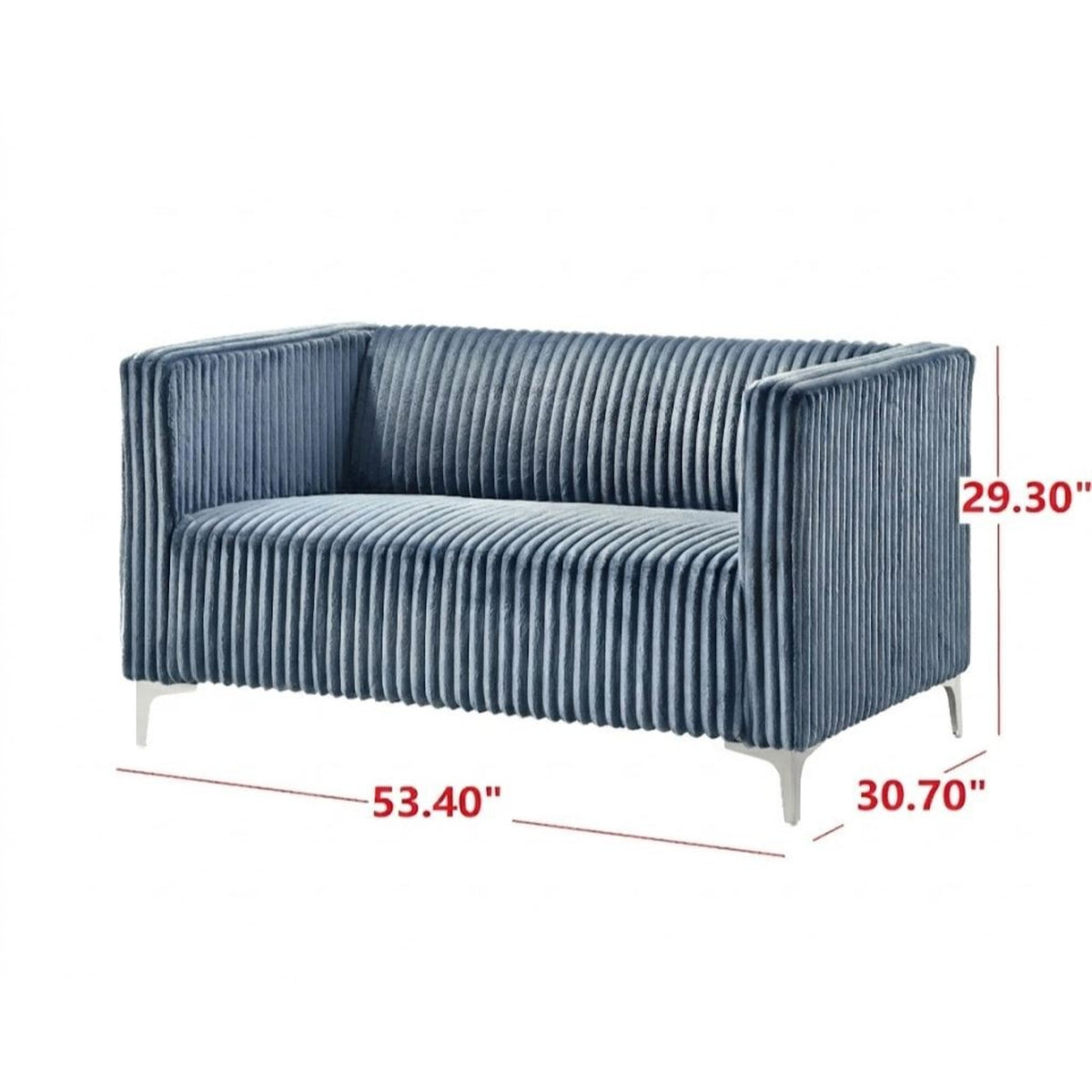 Home Design Gavin 2-Piece Velvet Living Room Set with Loveseat and Sofa, Square Arm Design, Channel Tufted Upholstery