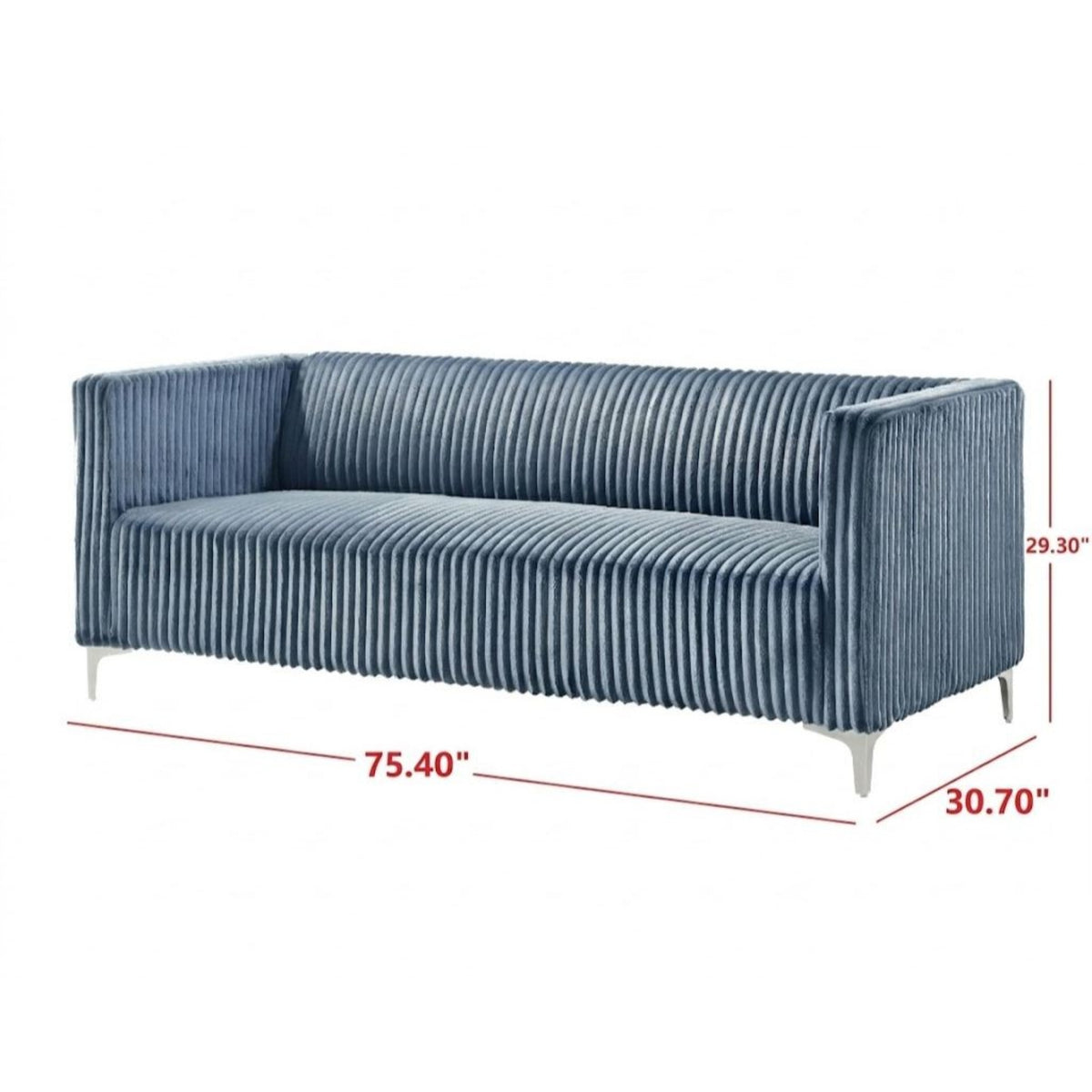 Home Design Gavin 2-Piece Velvet Living Room Set with Loveseat and Sofa, Square Arm Design, Channel Tufted Upholstery