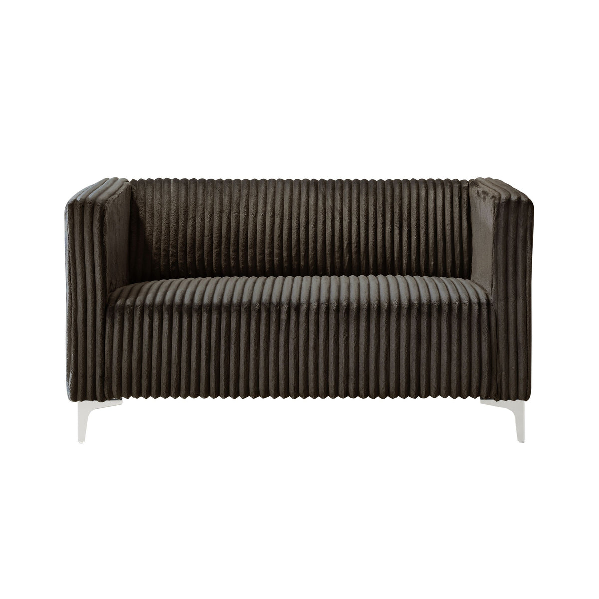 Home Design Gavin 2-Piece Velvet Living Room Set with Loveseat and Sofa, Square Arm Design, Channel Tufted Upholstery