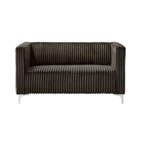 Home Design Gavin 2-Piece Velvet Living Room Set with Loveseat and Sofa, Square Arm Design, Channel Tufted Upholstery
