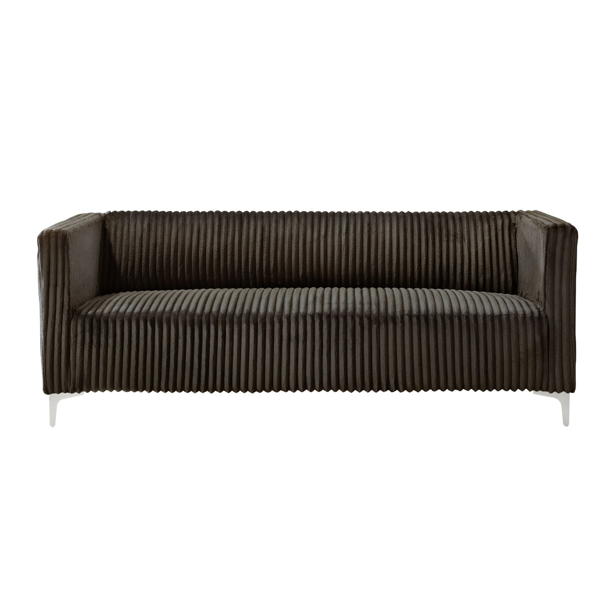 Home Design Gavin 2-Piece Velvet Living Room Set with Loveseat and Sofa, Square Arm Design, Channel Tufted Upholstery