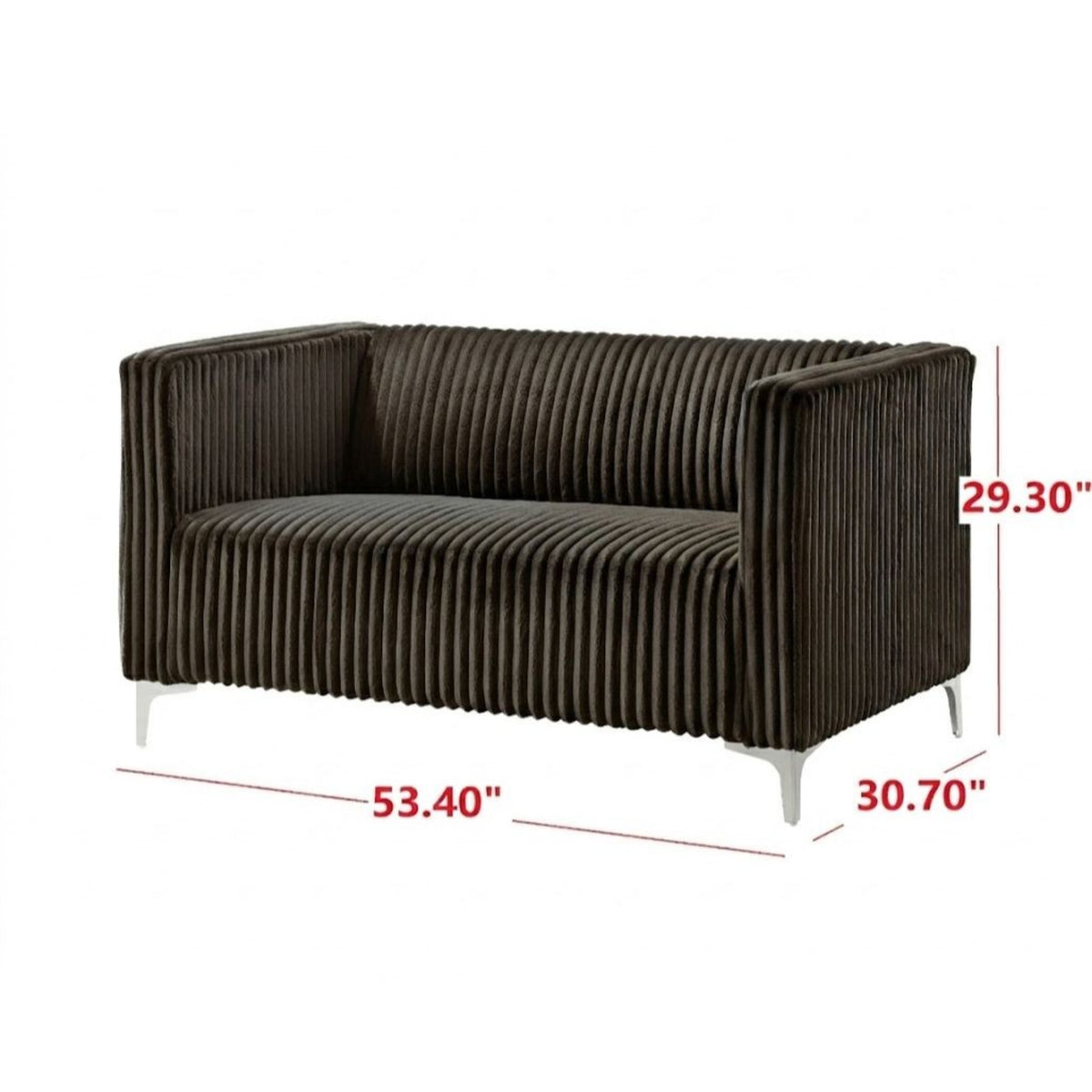Home Design Gavin 2-Piece Velvet Living Room Set with Loveseat and Sofa, Square Arm Design, Channel Tufted Upholstery