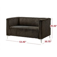 Home Design Gavin 2-Piece Velvet Living Room Set with Loveseat and Sofa, Square Arm Design, Channel Tufted Upholstery