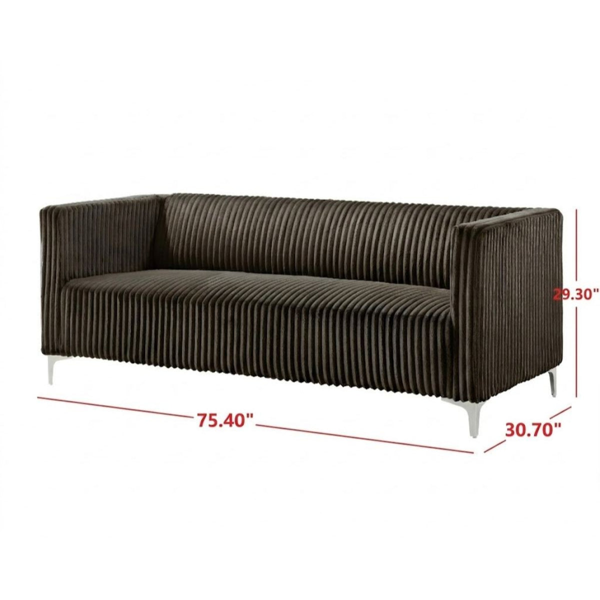 Home Design Gavin 2-Piece Velvet Living Room Set with Loveseat and Sofa, Square Arm Design, Channel Tufted Upholstery