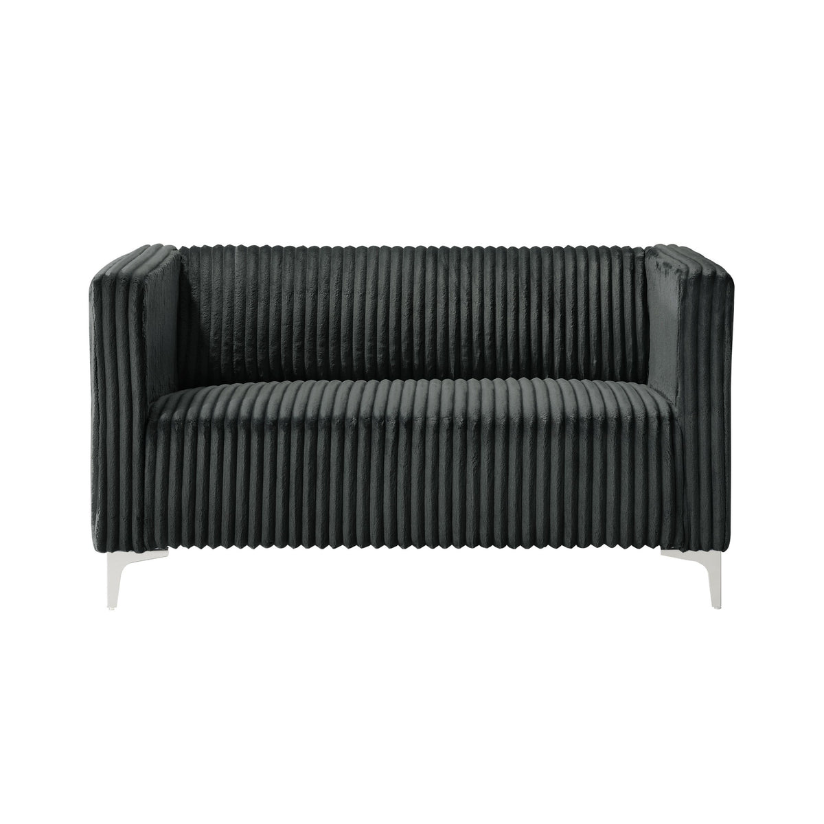 Home Design Gavin 2-Piece Velvet Living Room Set with Loveseat and Sofa, Square Arm Design, Channel Tufted Upholstery
