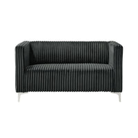 Home Design Gavin 2-Piece Velvet Living Room Set with Loveseat and Sofa, Square Arm Design, Channel Tufted Upholstery
