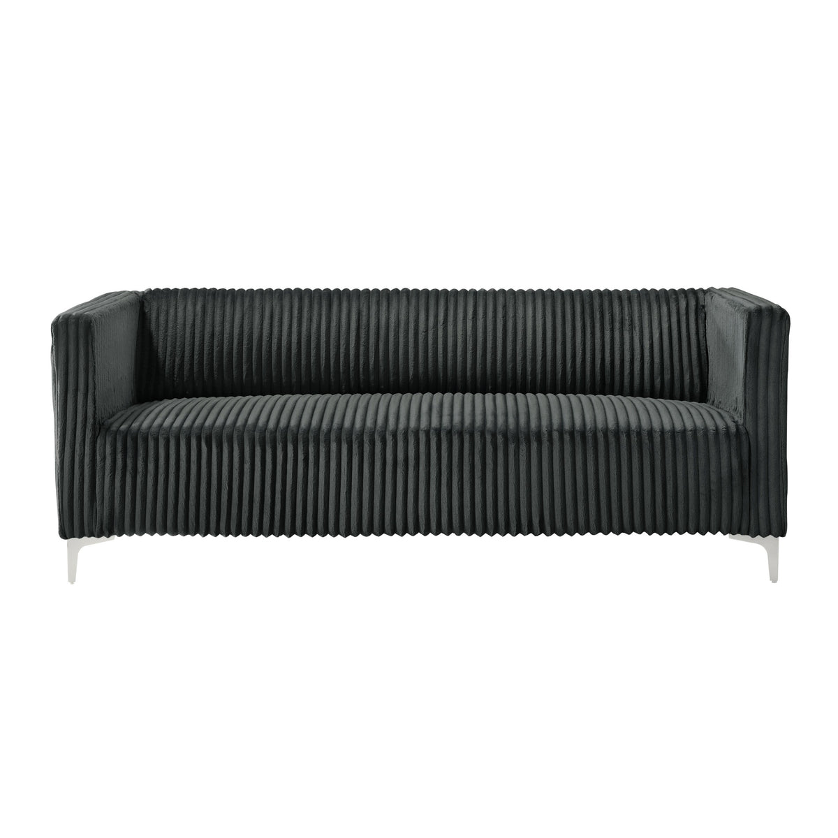 Home Design Gavin 2-Piece Velvet Living Room Set with Loveseat and Sofa, Square Arm Design, Channel Tufted Upholstery