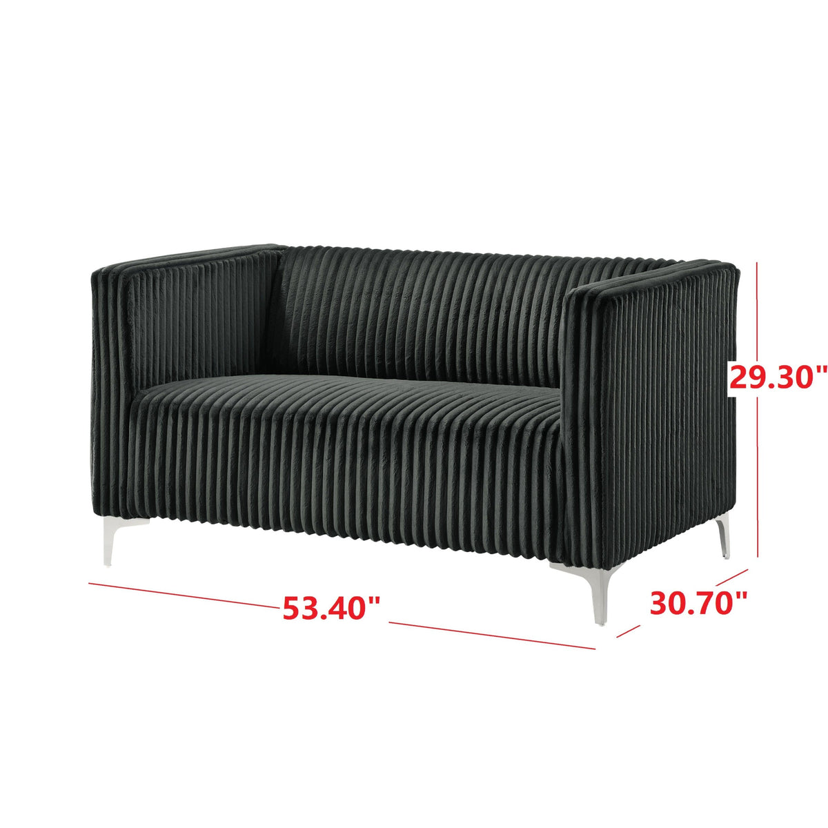 Home Design Gavin 2-Piece Velvet Living Room Set with Loveseat and Sofa, Square Arm Design, Channel Tufted Upholstery