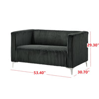 Home Design Gavin 2-Piece Velvet Living Room Set with Loveseat and Sofa, Square Arm Design, Channel Tufted Upholstery