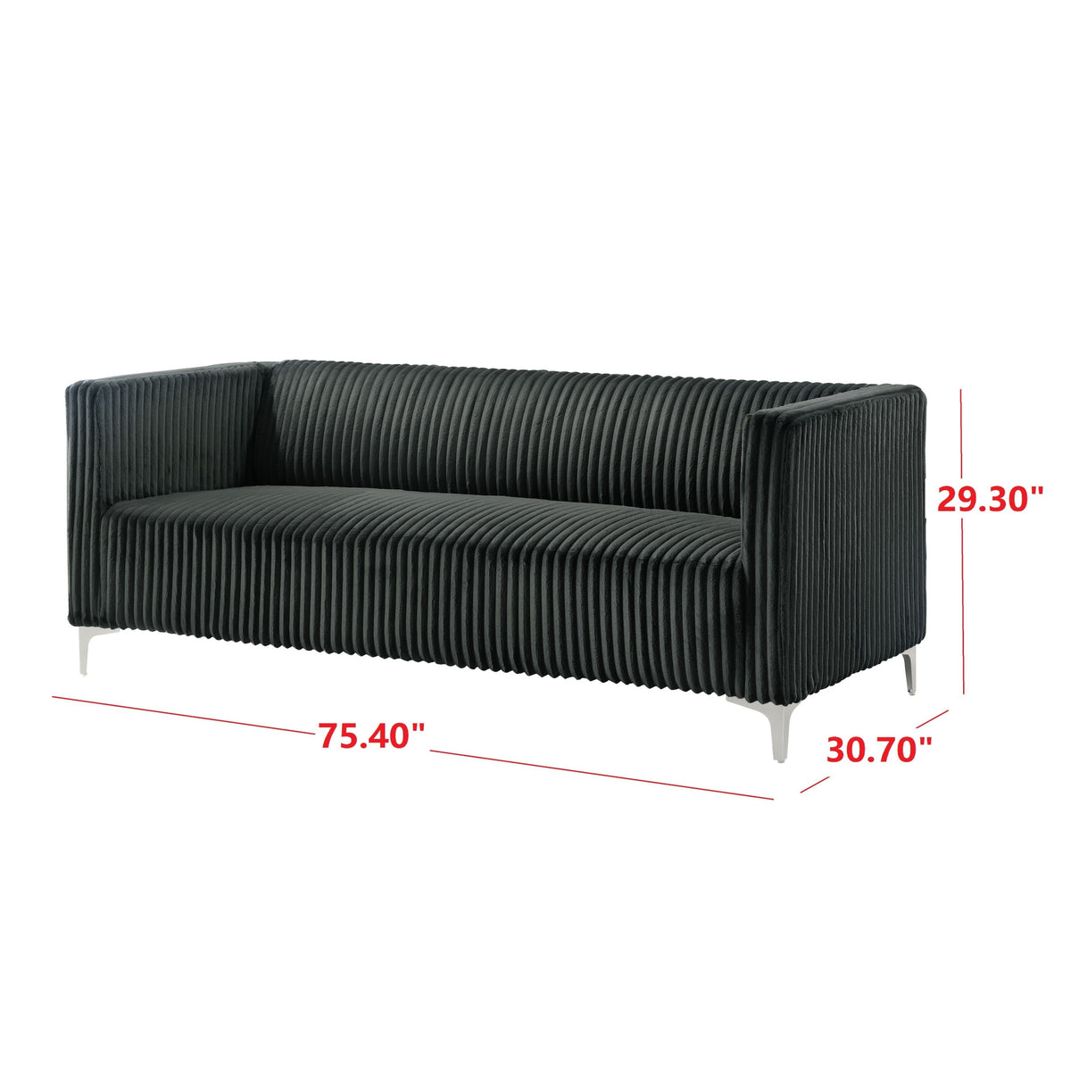 Home Design Gavin 2-Piece Velvet Living Room Set with Loveseat and Sofa, Square Arm Design, Channel Tufted Upholstery