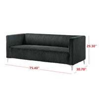 Home Design Gavin 2-Piece Velvet Living Room Set with Loveseat and Sofa, Square Arm Design, Channel Tufted Upholstery