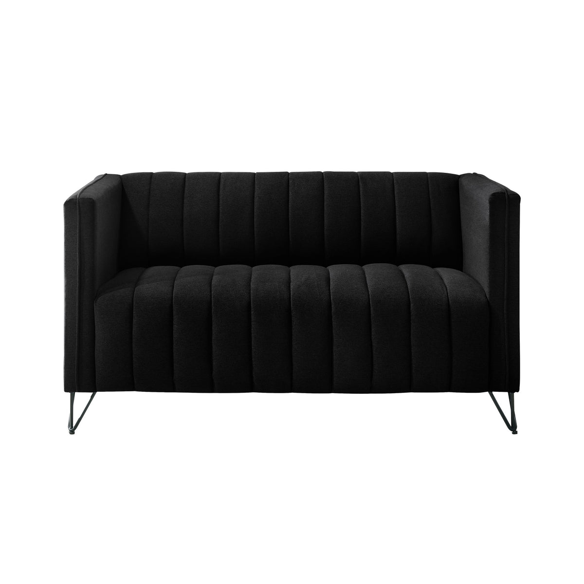 Home Design Kurtis 2-Piece Living Room Set with Square Arm Loveseat and Sofa, Channel-Tufted Upholstery