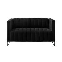 Home Design Kurtis 2-Piece Living Room Set with Square Arm Loveseat and Sofa, Channel-Tufted Upholstery