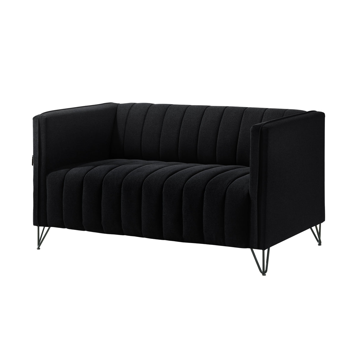 Home Design Kurtis 2-Piece Living Room Set with Square Arm Loveseat and Sofa, Channel-Tufted Upholstery