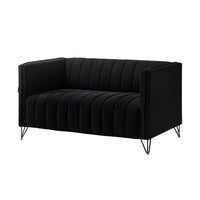 Home Design Kurtis 2-Piece Living Room Set with Square Arm Loveseat and Sofa, Channel-Tufted Upholstery