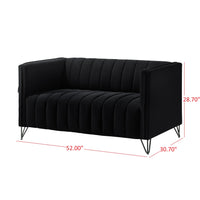 Home Design Kurtis 2-Piece Living Room Set with Square Arm Loveseat and Sofa, Channel-Tufted Upholstery