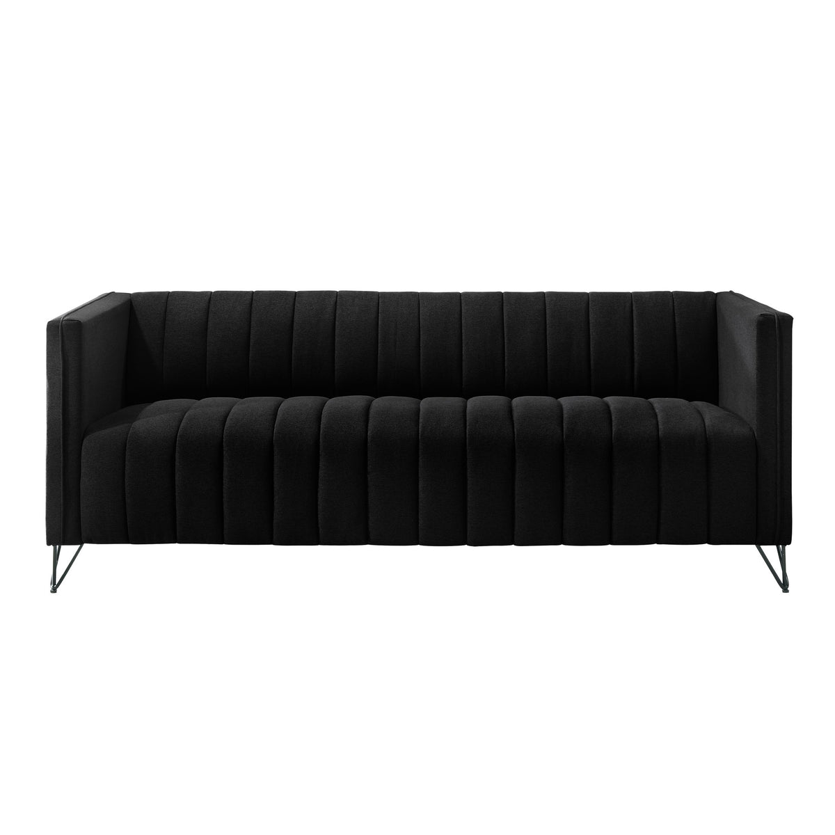 Home Design Kurtis 2-Piece Living Room Set with Square Arm Loveseat and Sofa, Channel-Tufted Upholstery